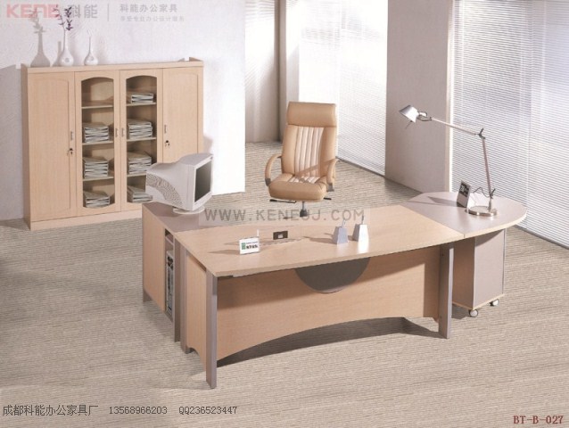 BT-B-027成都P形钢木办公班台,板式经理桌,四川现代主管桌